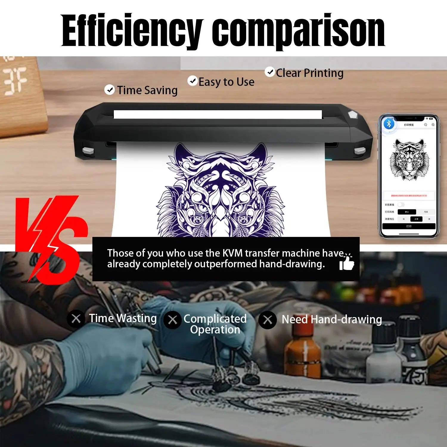 KVM Wireless Tattoo Transfer Printer Thermal Inkless