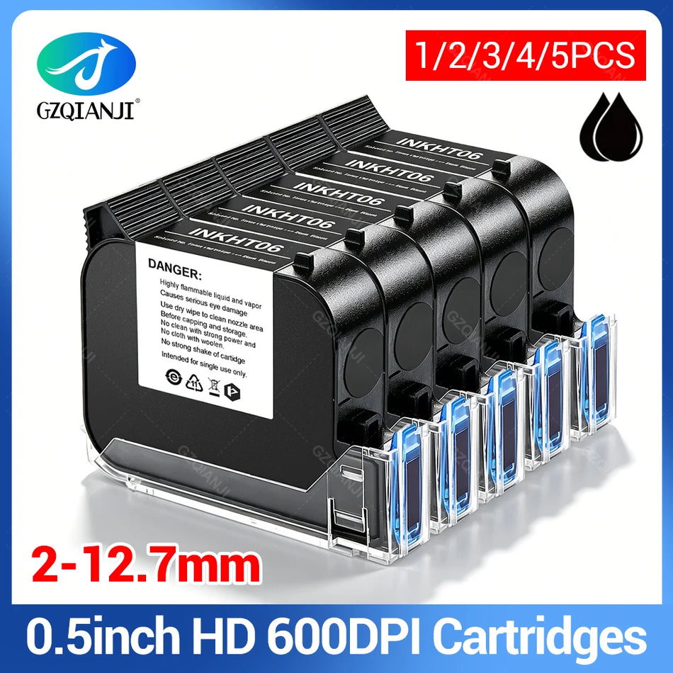 Cartucho de tinta negra de secado rápido para impresora de inyección de tinta portátil 0.5in