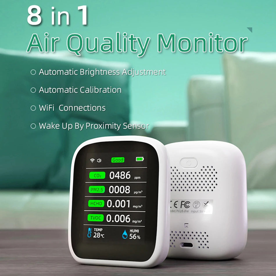 Tuya WiFi 8 In 1 Air Quality Monitor CO2 HCHO TVOC PM25