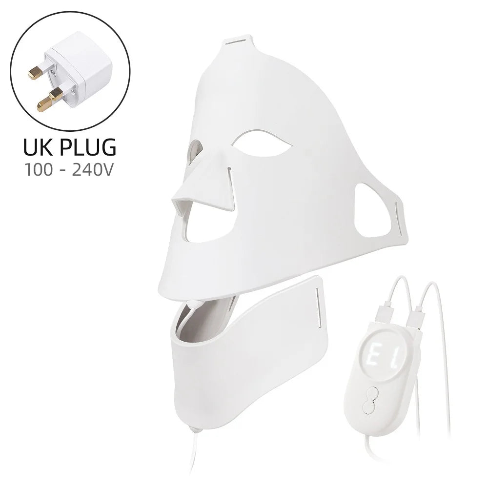 Foreverlily Face Neck Silicone LED Mask &ndash; 7 Colors Photon Therapy UK PLUG (220-240V)