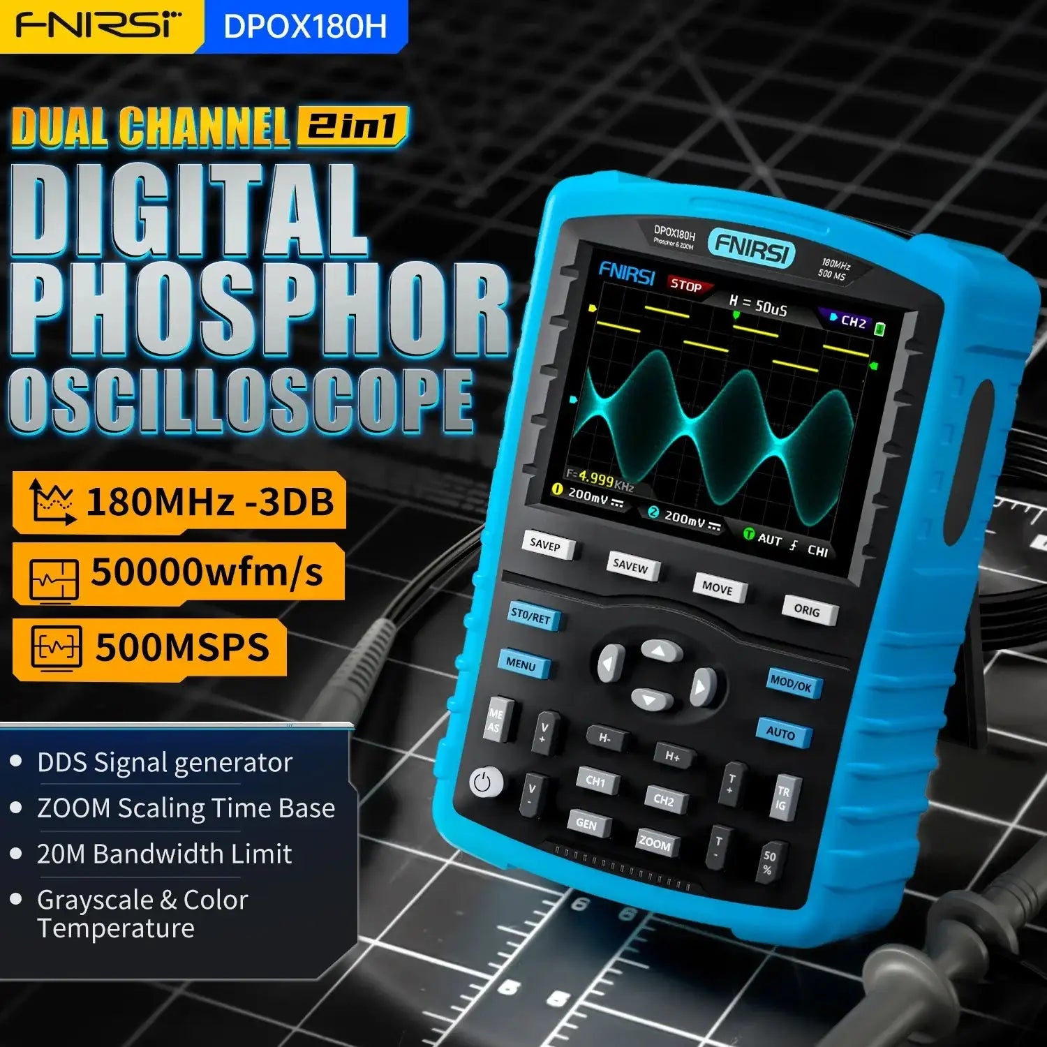 DPOX180H Phosphor Oscilloscope 180MHz DDS Two In One