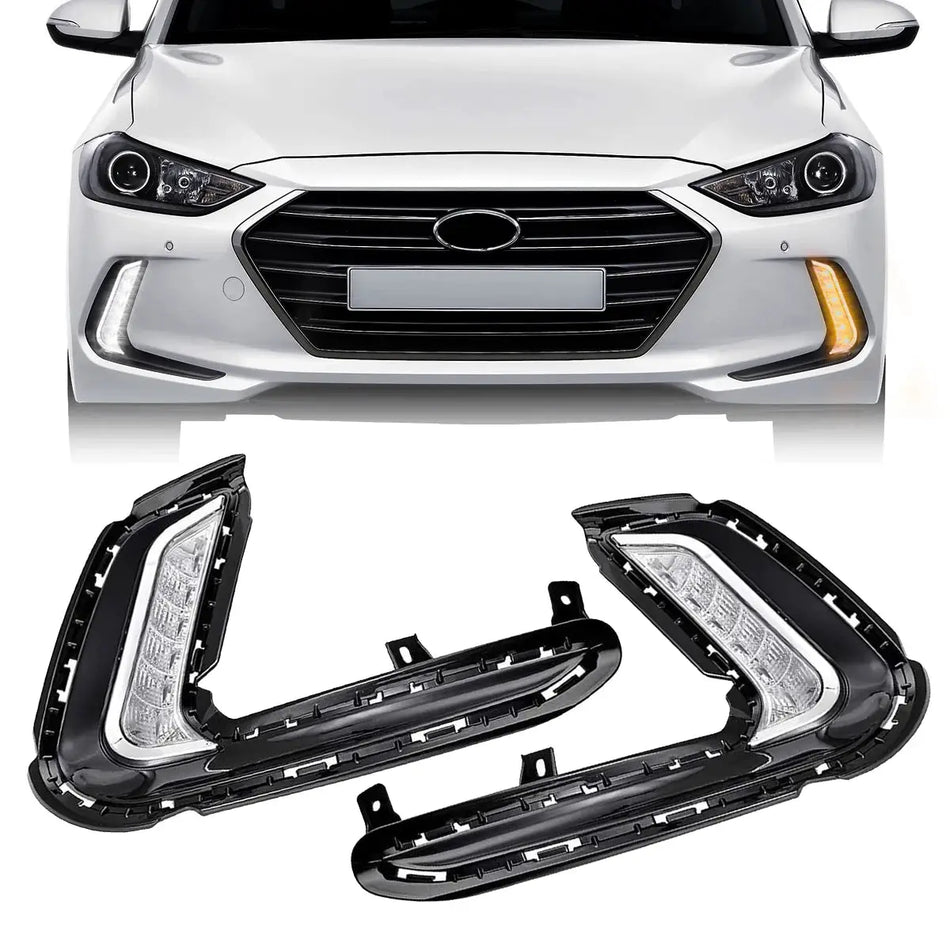 Fog Lights for Hyundai Elantra 2016 2017 2018 LED DRL Fog Lamp Front Bumper Headlights Daytime Running Turn Signal Waterproof by InterCyprus Trading Ltd