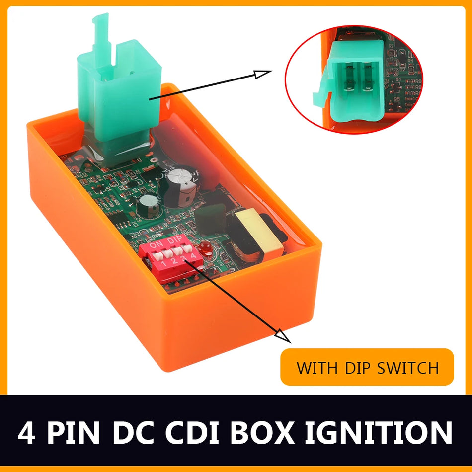 4 ακίδων DC CDI κουτί ανάφλεξης για ATV Dirt Go Kart με διακόπτη DIP ATV150 ACTIVE110 WAVE110 JET50 πλαστικό και μέταλλο