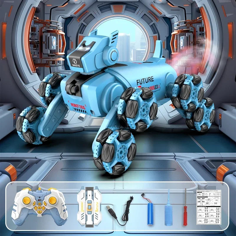 RC Robot Puppy &ndash; Interactive Dual Mode with Music and Stunts blue dual
