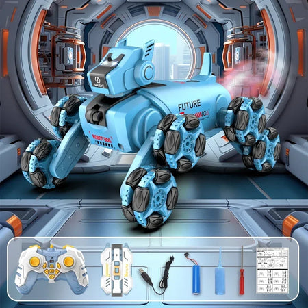 RC Robot Puppy &ndash; Interactive Dual Mode with Music and Stunts blue dual