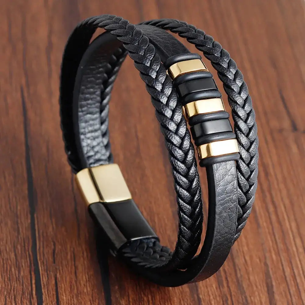 Leather Charm Bracelet for Men color 6 / 19cm