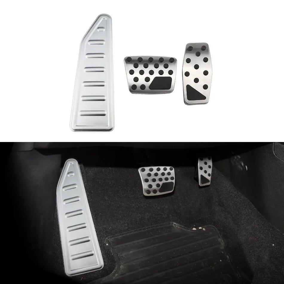 Pedal Covers for Jeep Renegade Stainless Steel and Rubber Set for Brake, Gas and Clutch Pedals with Foot Rest