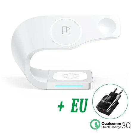 4 In 1 Metal Shell Wireless Charger &ndash; Magnetic Fast Dock With EU Plug Silvery