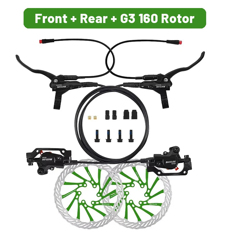 Bucklos Brakes 2 Piston For Electric Bicycle - G3 Rotor Brakes-160 Green