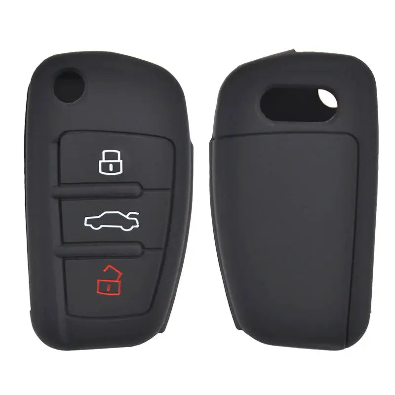 Silicone Car Remote Key Fob Shell Cover Case For Audi A1 S1 A3 S3 A4 A6 TT Q3 Q7 2005 - 2013 Skin Holder Protector 3 Buttons by InterCyprus Trading Ltd