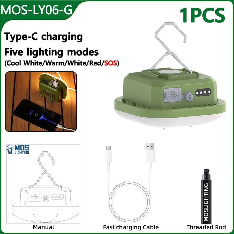 MOSLIGHTING 80W Camping Lantern &ndash; Ultra-Bright and Waterproof MOS-LY06-Green