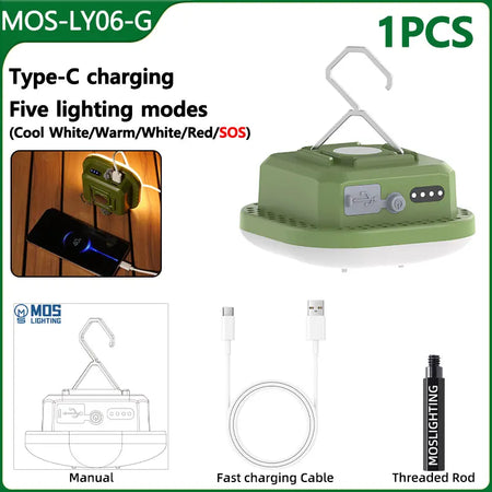 MOSLIGHTING 80W Camping Lantern &ndash; Ultra-Bright and Waterproof MOS-LY06-Green