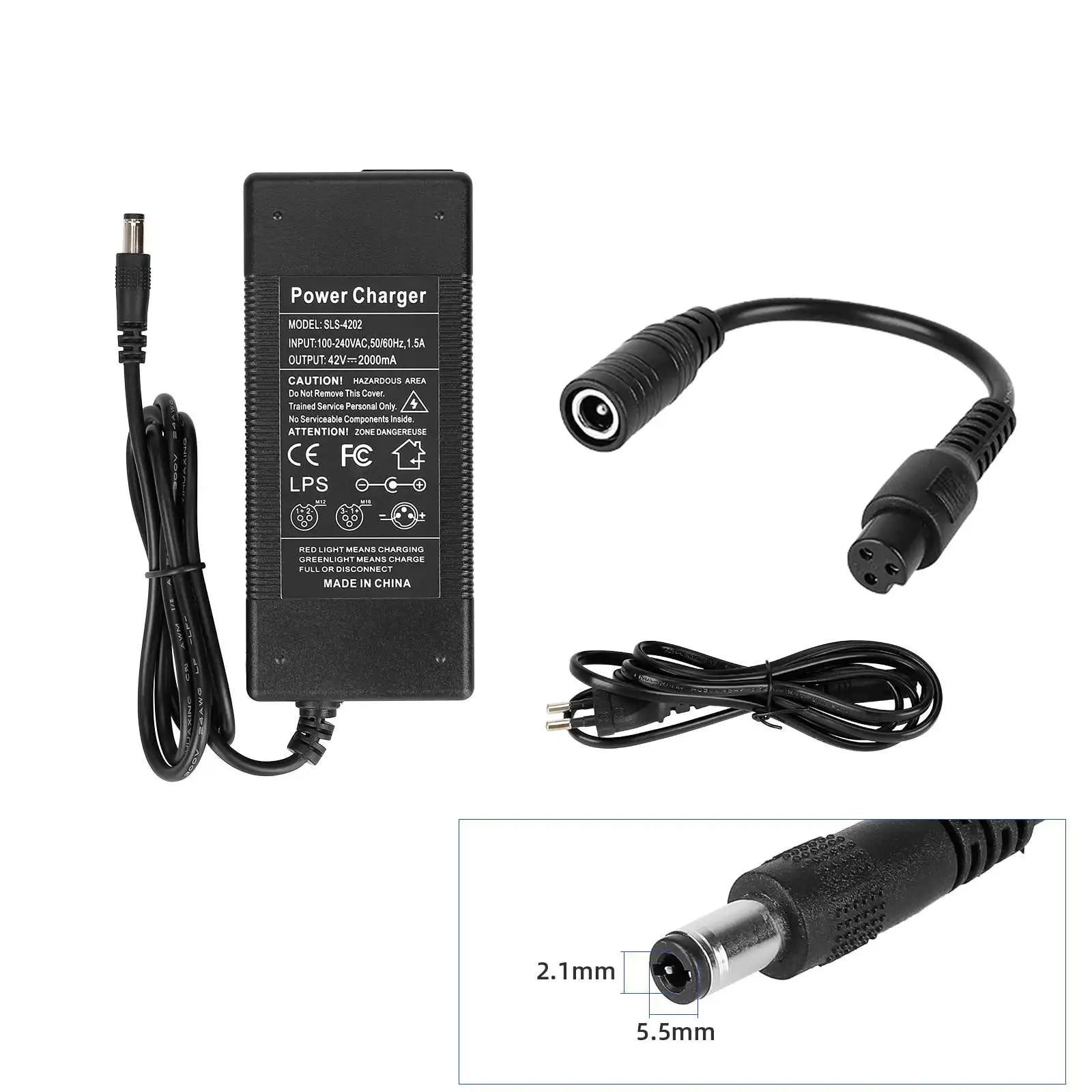42V 2A Multi-Voltage Lithium Battery Charger for Electric Scooters and Bikes GX 13