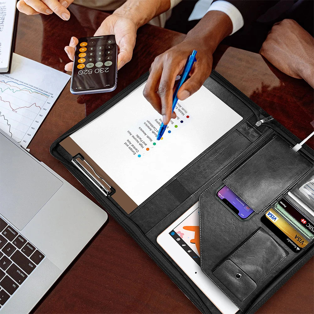 Multifunctional A4 Conference Folder | Leather Document Organizer 2024