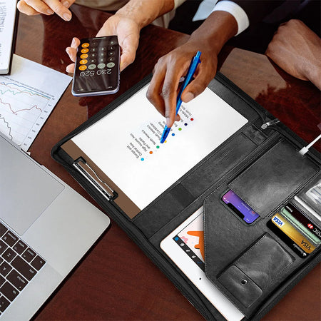 Multifunctional A4 Conference Folder | Leather Document Organizer 2024