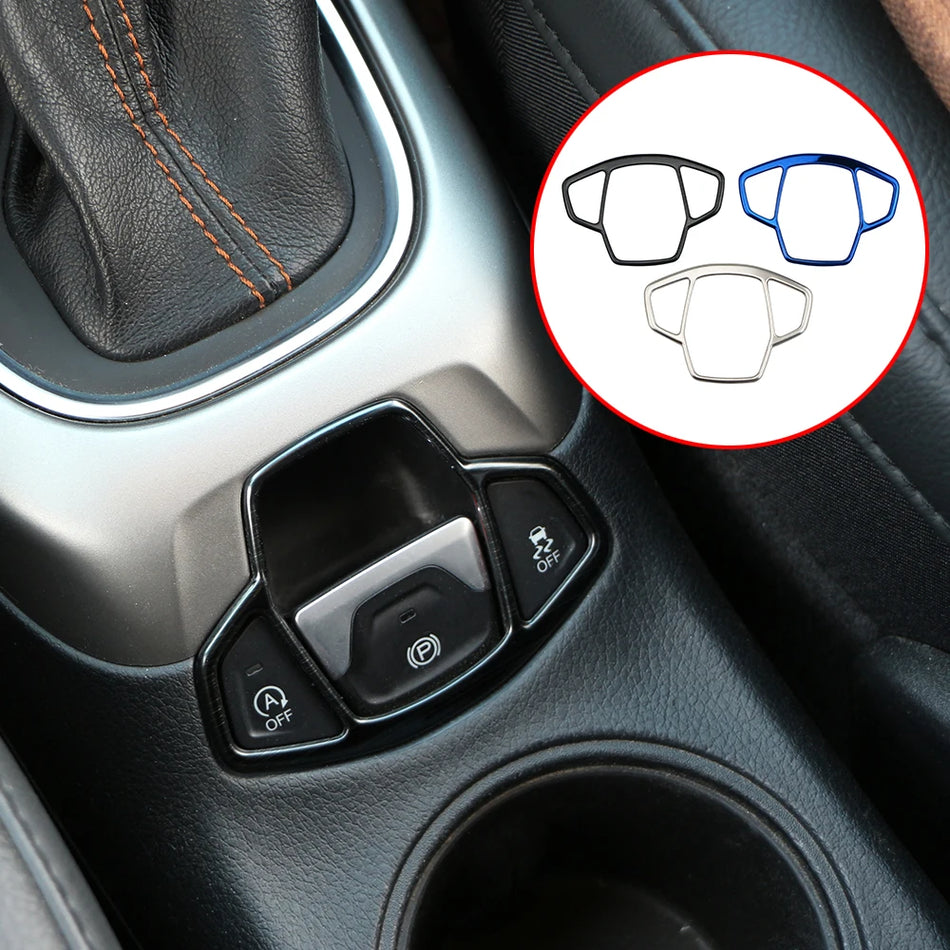 Hand Brake Button Sticker Cover Trim Chrome for Jeep Renegade and Compass Interior Upgrade