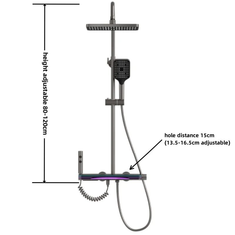 Digital Display Shower Set Rainfall Bathroom Shower Faucet Kit With Bidet Wall Mounted Brass Hot Cold Water Mixer Tap System