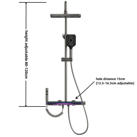 Digital Display Shower Set Rainfall Bathroom Shower Faucet Kit With Bidet Wall Mounted Brass Hot Cold Water Mixer Tap System