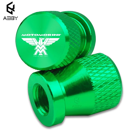 CNC Aluminium Motorcycle Valve Stem Caps - 2PCS Airtight Tyre Covers green