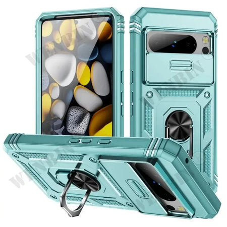 Heavy Duty Armor Case with 360 Degree Rotating Kickstand for Google Pixel 9A, 9, 8, 7 Pro, 8A, 7A, 6A - Shockproof Protective Cover