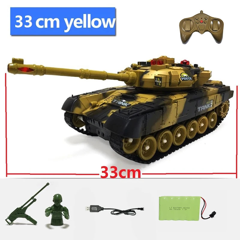 CONUSEA RC Military War Tank &ndash; Realistic Simulation Shooting 33cm Yellow