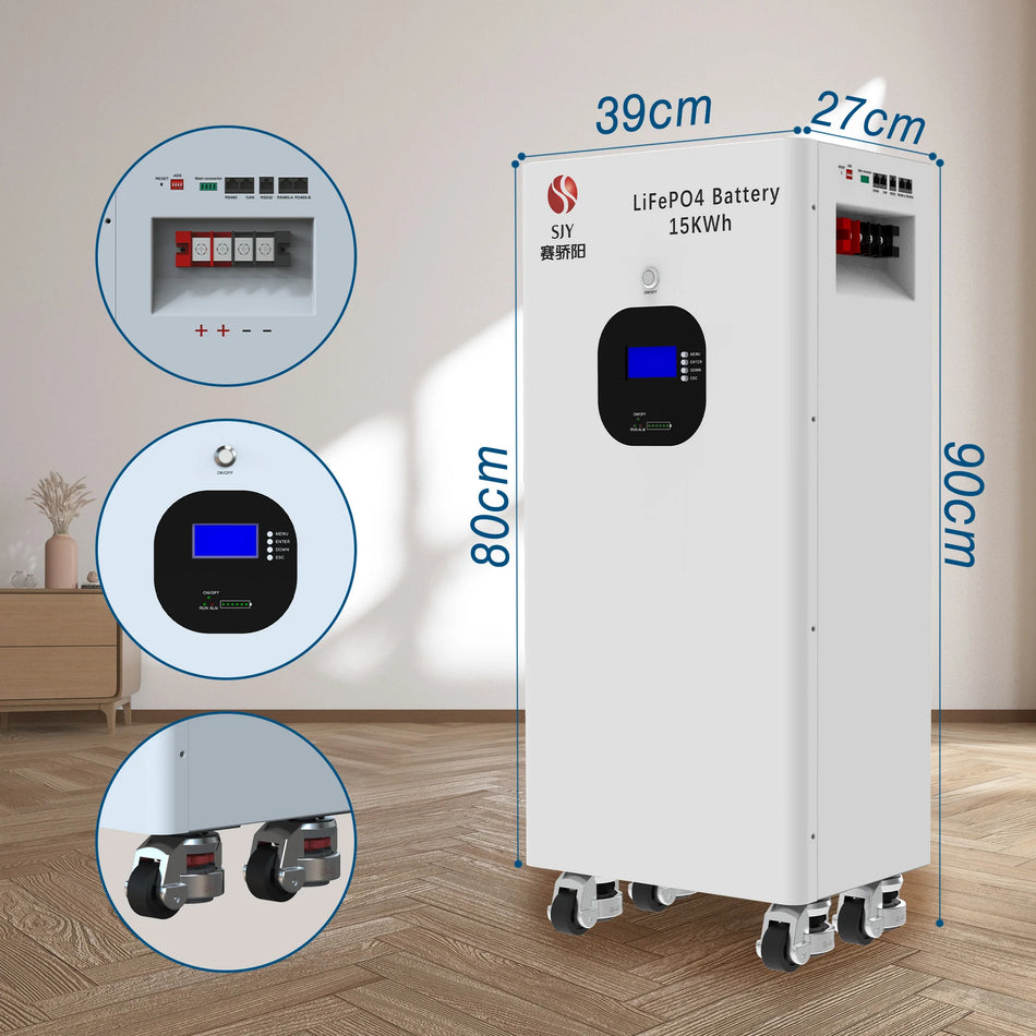 LiFePO4 baterijski paket 51.2V 300Ah za 15 kWh solarno skladištenje, off-grid kuće, pouzdana energija