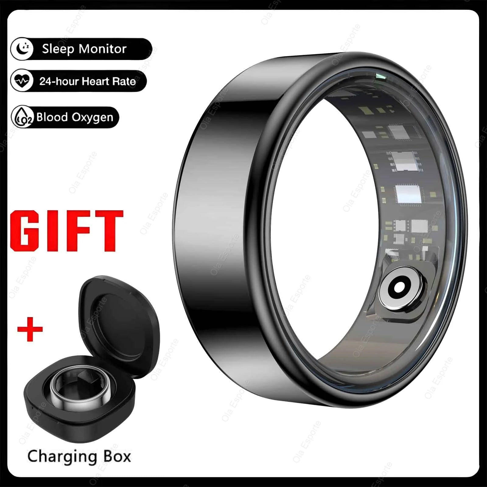 Smart Ring with Heart Rate, Sleep Monitoring &amp; Multiple Sports Modes - Waterproof Fitness Ring