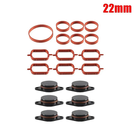 6PCS 22mm/33mm Swirl Flap Blanking Plates with Intake Manifold Gasket Seal For BMW M47 M57 E39 E87 E46 E90 E39 E60 X3 6 Cylinder by InterCyprus Trading Ltd