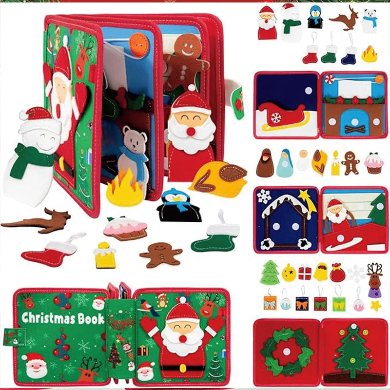 Montessori Christmas Busy Book For Toddlers With Interactive Sensory Travel Play