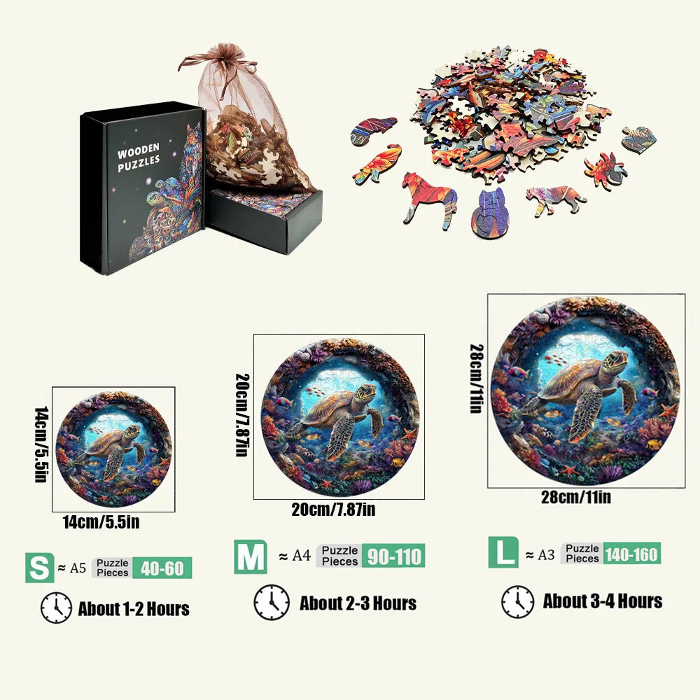 A3 A5 Size Wooden Animal Puzzle - 3D Family Party Gift