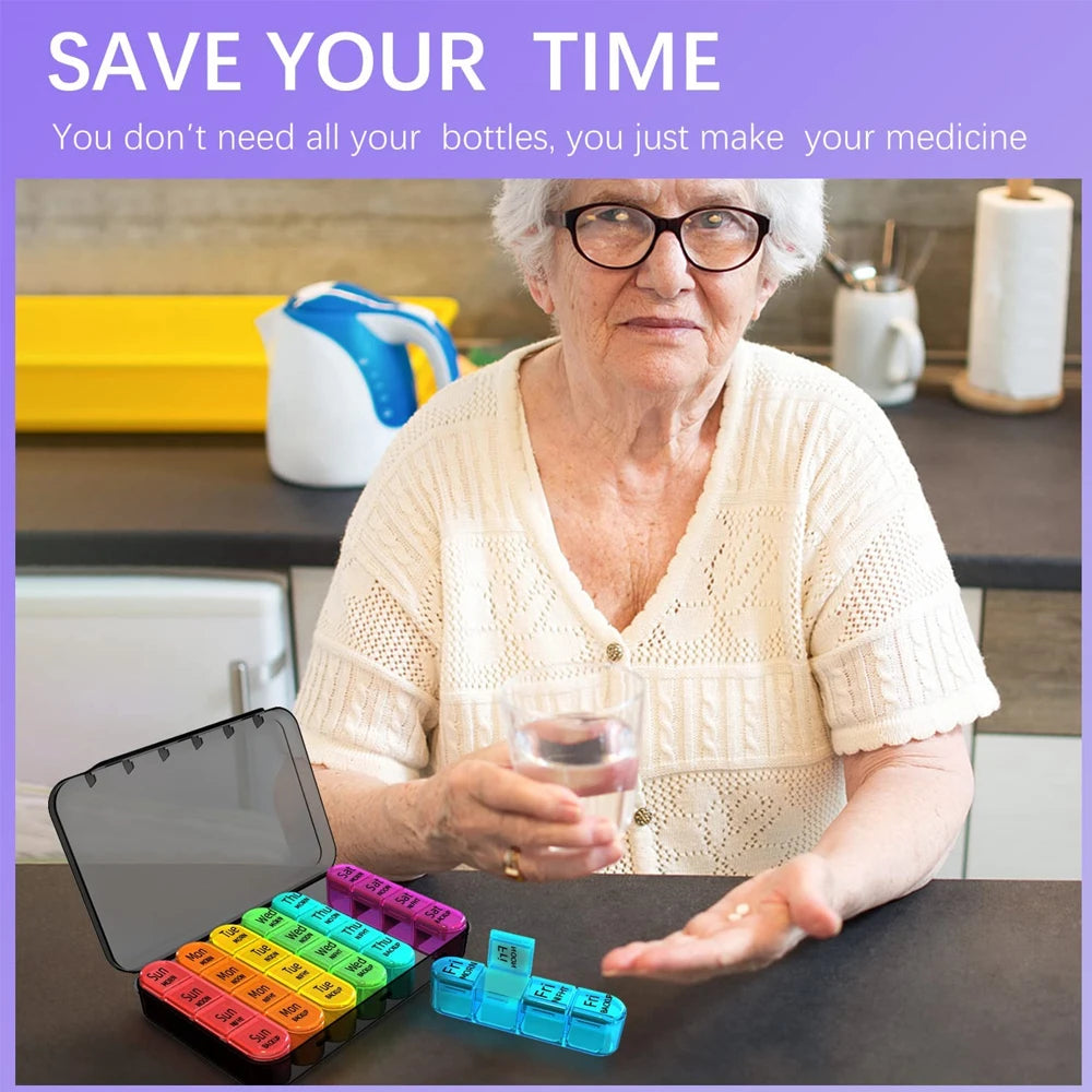 Weekly Pill Organizer &ndash; 21 Compartment Travel Case for Easy Medication Management