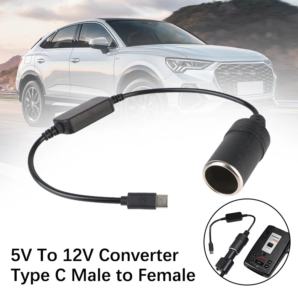 Automobilio 12V žiebtuvėlio lizdo maitinimo adapteris su USB Type-C įkrovikliu, 12W