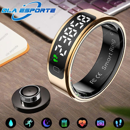 LED Display Smart Ring for Heart Rate &amp; Blood Oxygen Monitoring | Multi Sports Mode | Waterproof Gold / 13