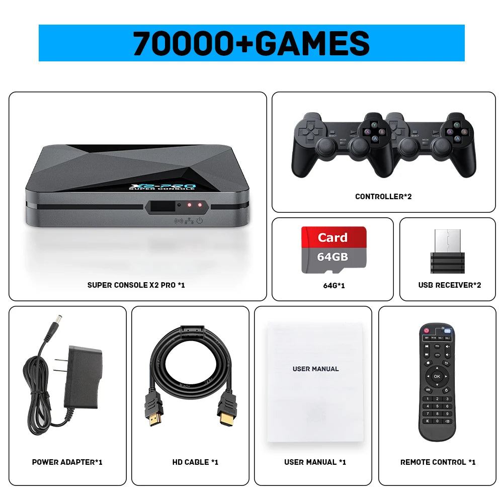 KINHANK Super Console X2 Pro &ndash; Massive 90000 Games Library 64g / UK