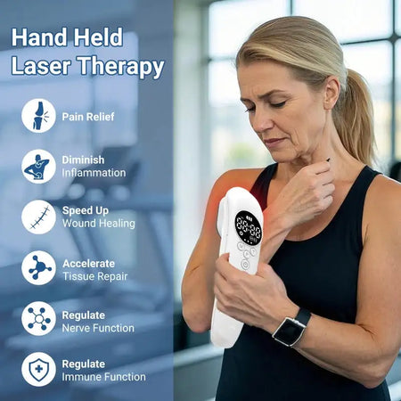 Professional 17 Diodes Cold Laser Device 650nm+808nm - Medical Near Infrared Light Therapy for Sports Injuries &amp; Arthritis Pain