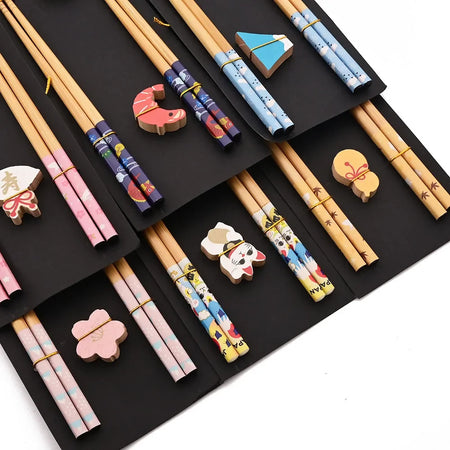 NoEnName Null Reusable Wood Sushi Chopsticks Set &ndash; Eco-Friendly Design