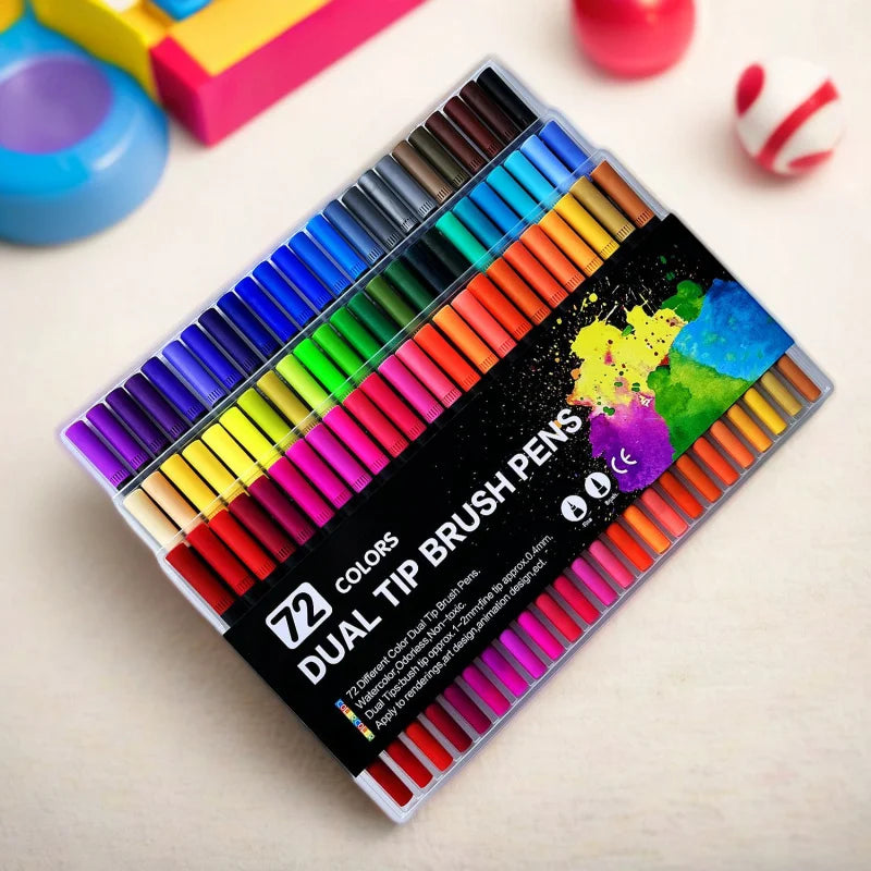 12-120 Colors Art Markers Set &ndash; Dual Tip Brush Pens