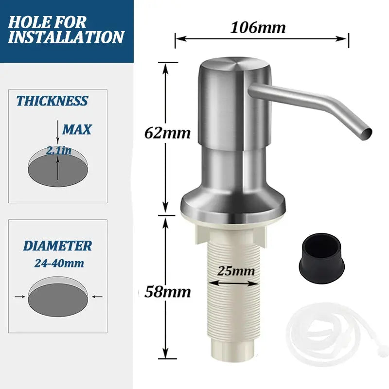 Stainless Steel Soap Dispenser Extension Tube Kit Kitchen Sink Liquid Soap Dispenser Bathroom Lotion Detergent Hand Press Pumps by InterCyprus Trading Ltd