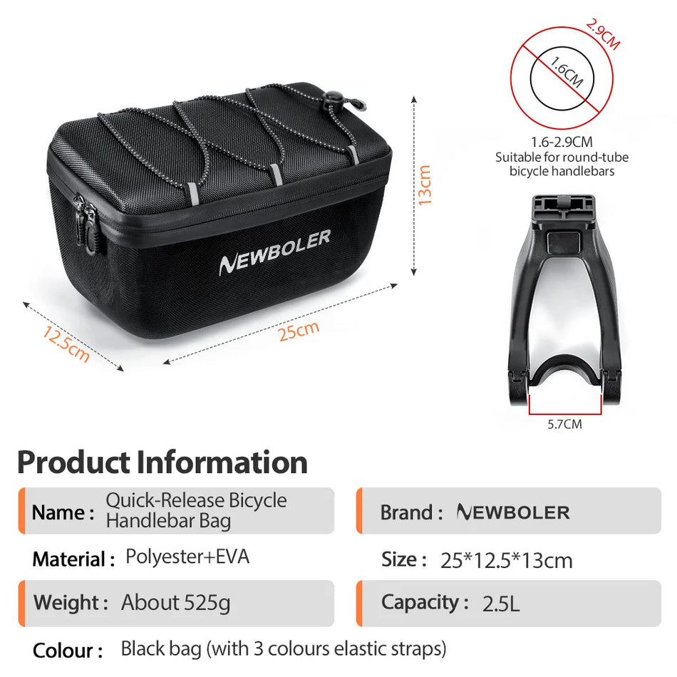 Велосипедная сумка Newboler BAG665 с жестким корпусом EVA, водоотталкивающая передняя сумка для езды на велосипеде