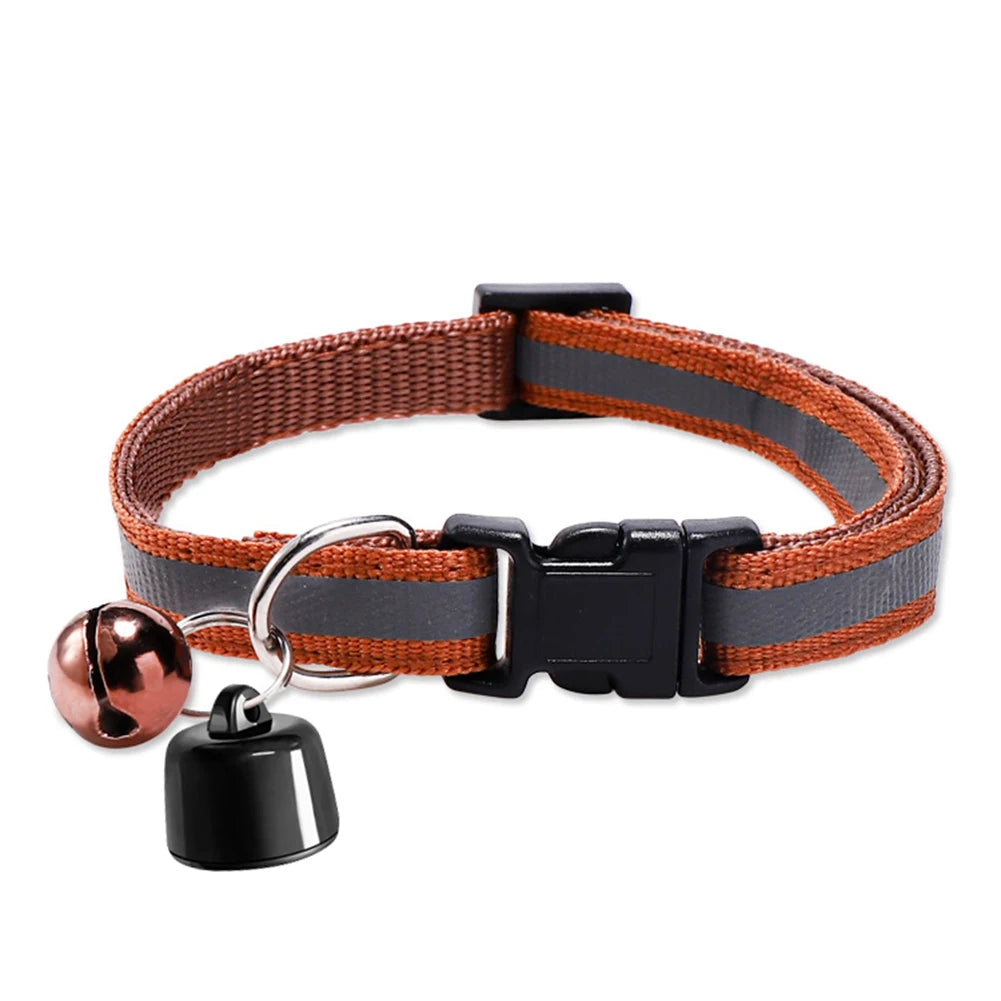 Mini GPS Tracker Cat Collar &ndash; Waterproof Reflective Pattern coffe