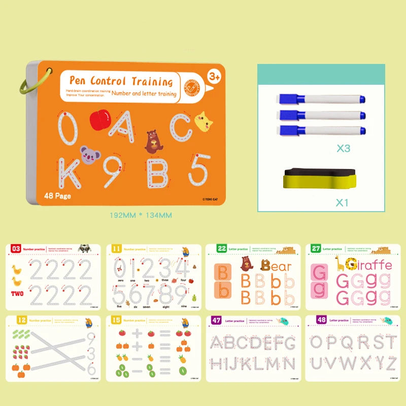 Montessori Tracing Workbook for Early Childhood Pen Control - 48 Pages Numerical alphabet