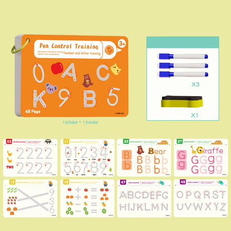 Montessori Tracing Workbook for Early Childhood Pen Control - 48 Pages Numerical alphabet