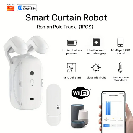 1/2pcs Smart WiFi Curtain Robot with Wi-Fi Gateway, APP Remote Control,  Automatic Opening Hand Pull Startuff0cCompatible with Alexa