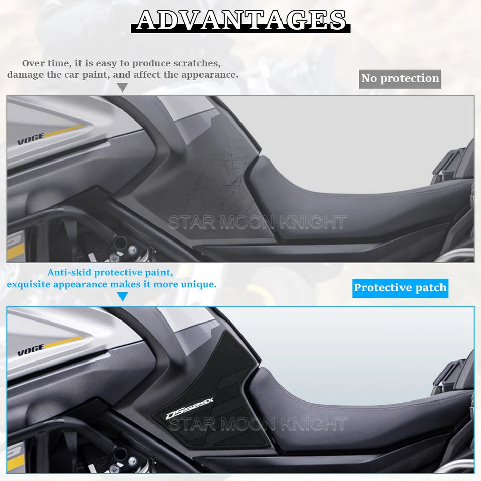 VOGE DS525X 2023 Almofadas Laterais do Depósito de Combustível para Motocicleta com Pegada de Borracha HD, Decalque de Tração