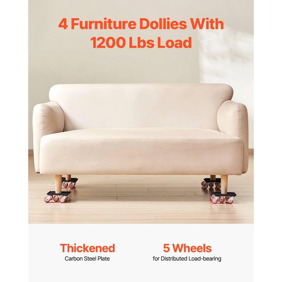 Quattro carrelli con ruote a 360 gradi per traslocare frigoriferi