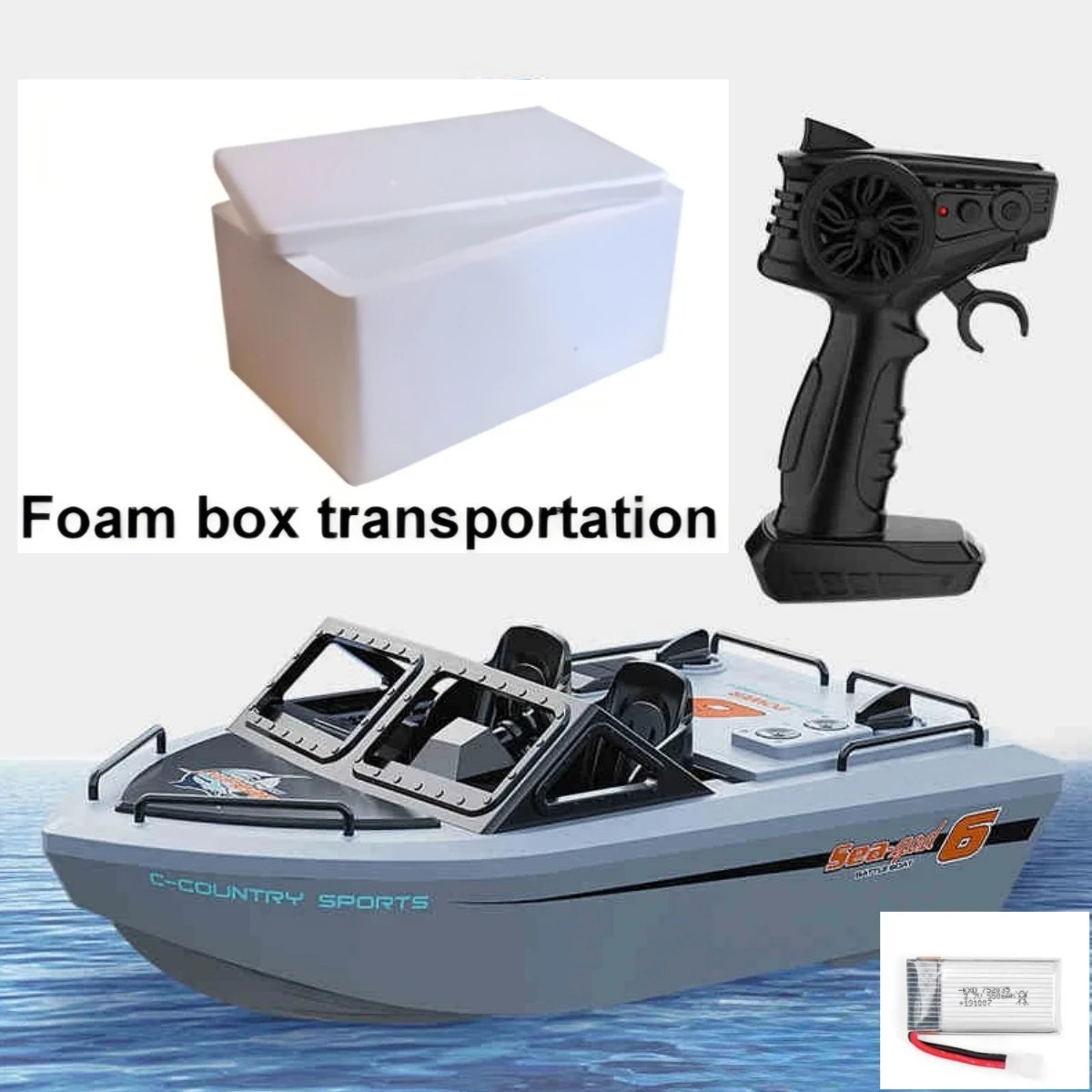ZEY RC Brushless Jet 2.4G Remote Control Speedboat for Boys Grey-1B FoamBox