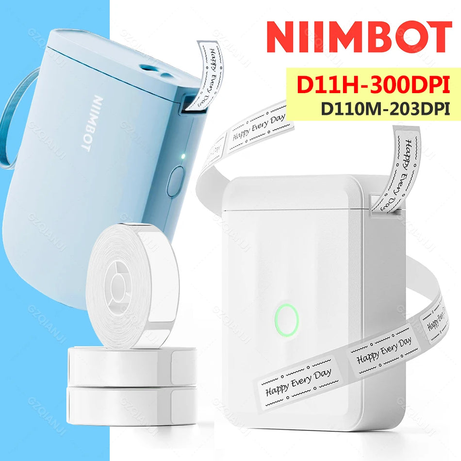 Mini Portable Thermal Label Printer, Wireless, 300DPI, Niimbot D11H/D110