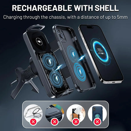 CrownQu 2-in-1 Car Wireless Charger &ndash; 15W Fast Charging Convenience