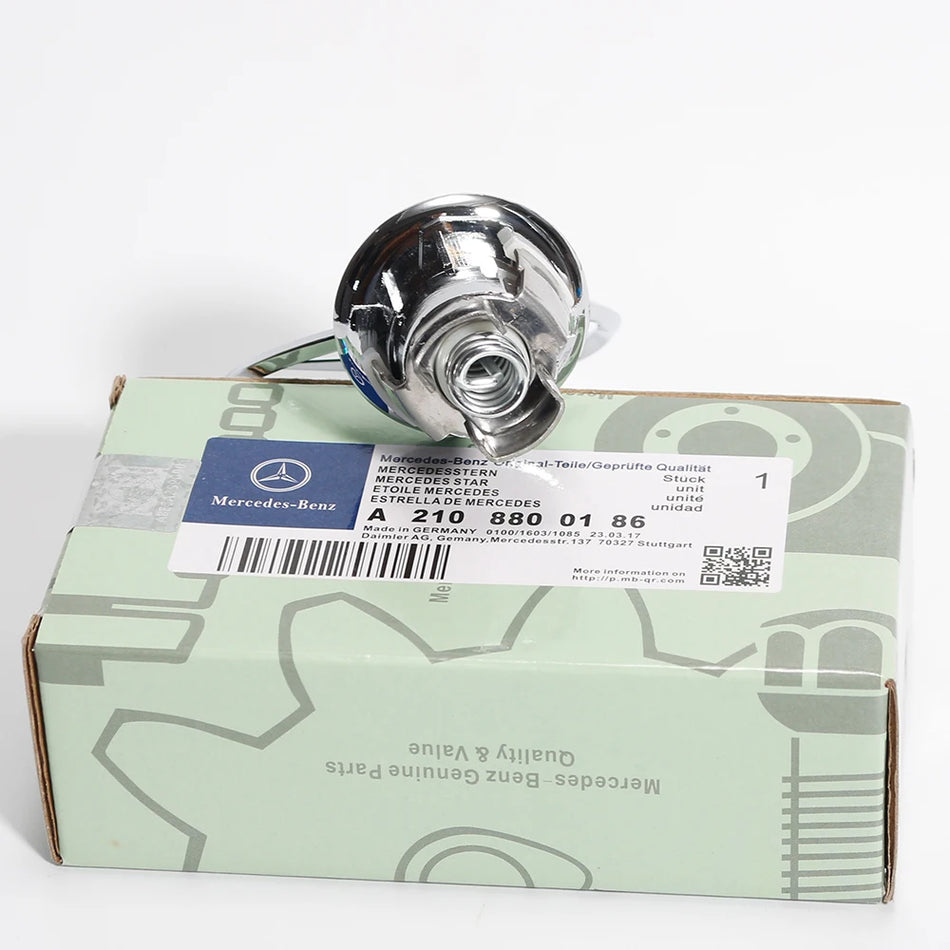 3D Metal Blue Chrome Star Hood Emblem Logo for Mercedes Benz Models W202 W203 W204 W208 W210 W220 W221 - 44mm Size