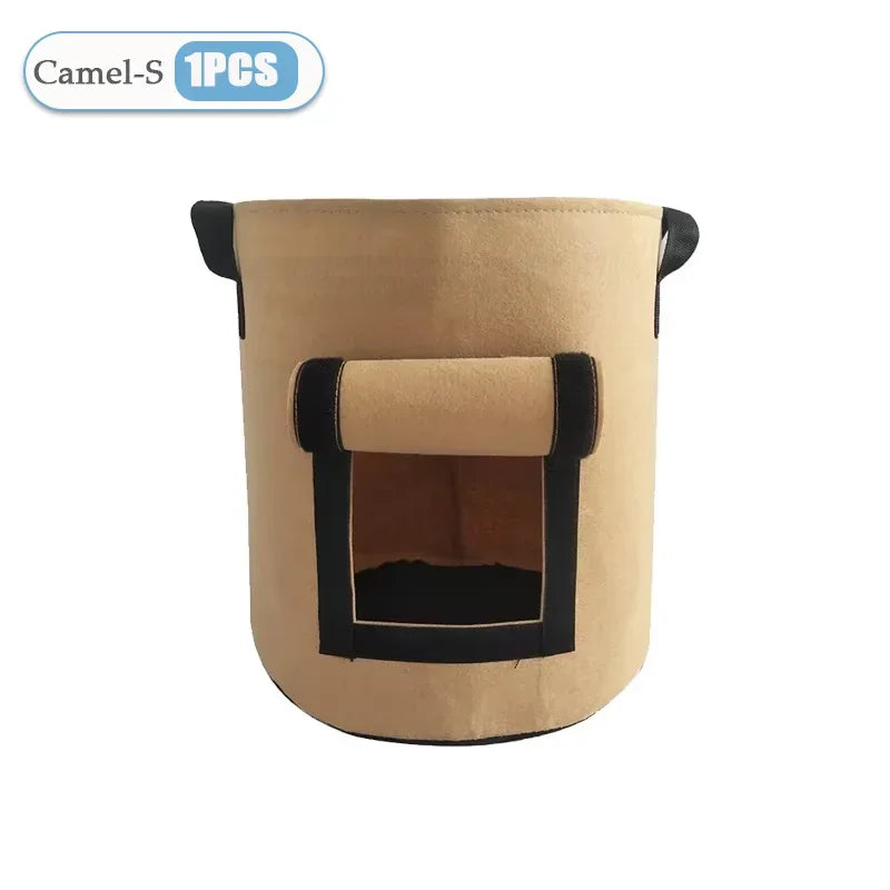 Non-Woven 10-Gallon Potato Planting Grow Bags with Harvest Windows Camel S-1PC